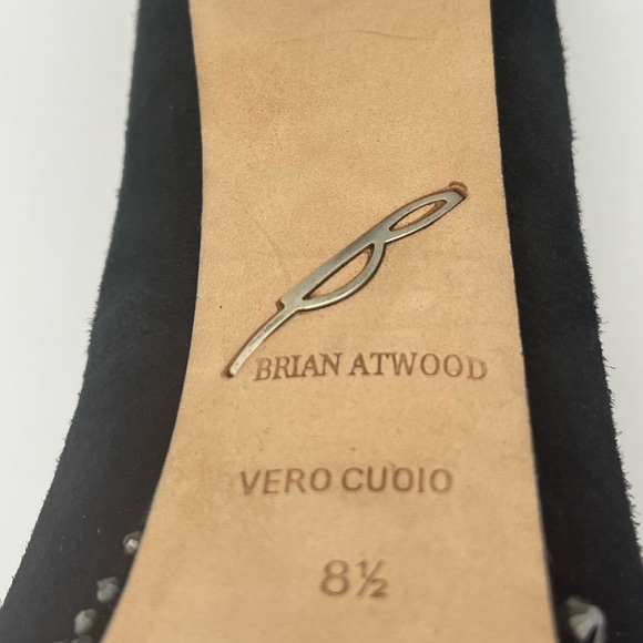 Brian Atwood - Black Suede Bea Crystal Studded Platform Pumps - Size 8.5 - Picture 9 of 9